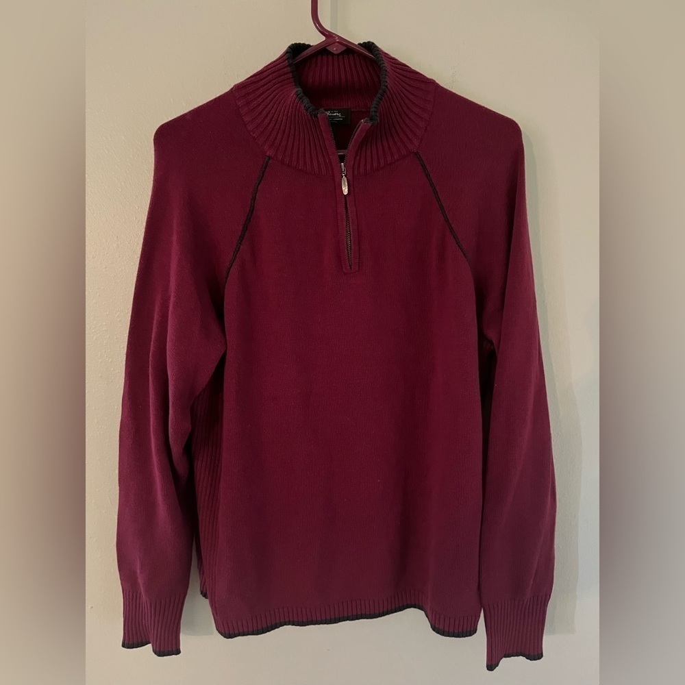 Women’s Eddie Bauer 1/4 Zip Maroon Color Pullover  Sweater Size XL